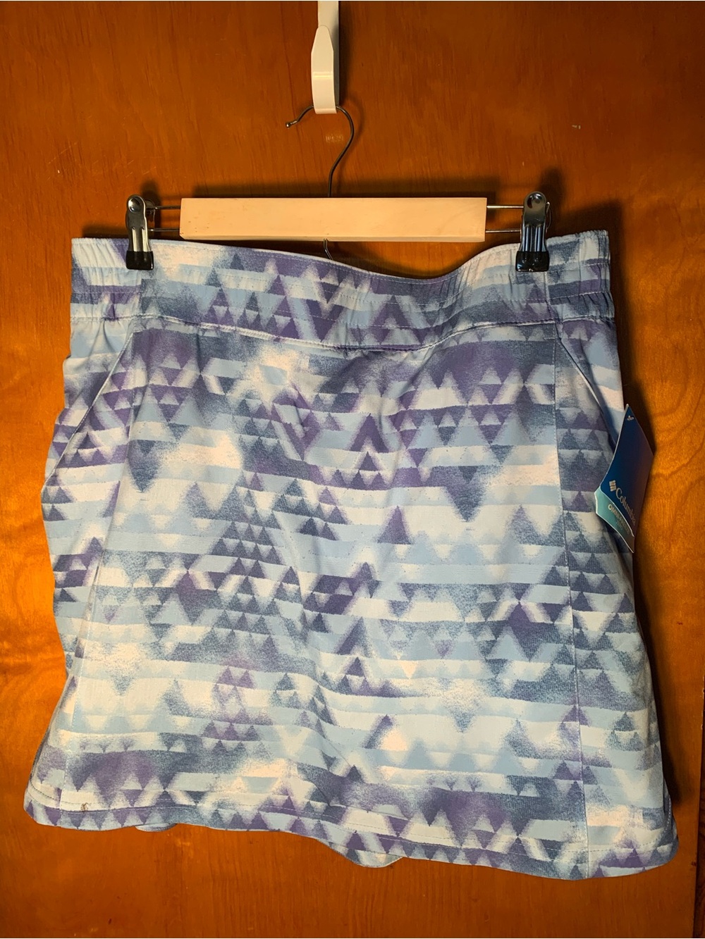 Columbia Light Blue & Purple Geometric Skort NWT Women’s Size Large Pockets